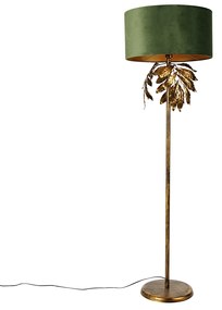 Lampa stojąca w stylu vintage antyczne złoto z zielonym kloszem - Linden klasyczny/Antyczny Oswietlenie wewnetrzne
