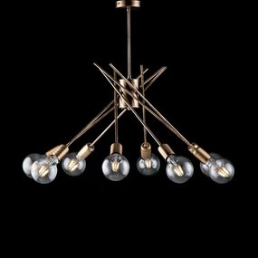 Lampa sufitowa z żelaza szczotkowanego w kolorze brązu, 8 świateł, H.62 Ø64 BL186-PL8-BRZ