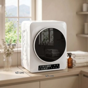 HOMCOM 1000 W kompaktowa suszarka wywiewowa z trybem Extra-suchy i ECO, ustawienia timera i temperatury, Biały | Aosom PL