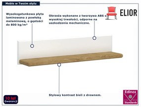 Skandynawska półka ścienna biały + dąb harbor E2-W49
