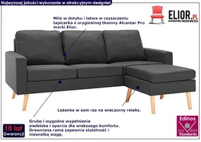 3-osobowa ciemnoszara sofa z podnóżkiem - Muria 4Q