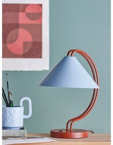 Niebieska/w kolorze terakoty lampa stołowa z metalowym kloszem (wysokość 35 cm) Janya – Bloomingville