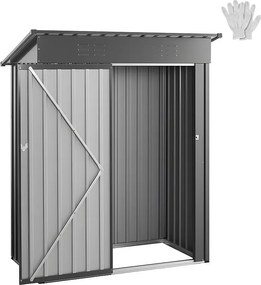 Szopa Ogrodowa SucceBuy z Metalu, 153,3 x 87,6 cm, Szopa Magazynowa na Zewnątrz, z Drzwiami na Zamek, Spadzisty Dach, Kabina Ogrodowa, Szary