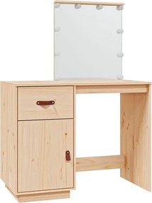 Drewniana toaletka z lustrem podświetlanym naturalna L0-W79