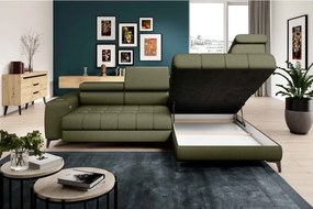 Narożnik BAGGIO Prawostronny z funkcją spania, wolnostojący tkanina LETTO 38 Jasna Zieleń WERSAL