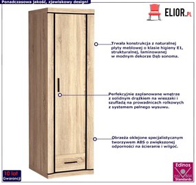 Szafa jednodrzwiowa dąb sonoma - Rectano 20X
