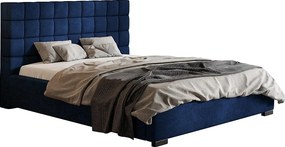 Emporius Aron nowoczesne łóżko 140x200 - tkanina welurowa, aksamitna - łóżko z pojemnikiem 140x200 do sypialni - niebieski (Kronos 09)