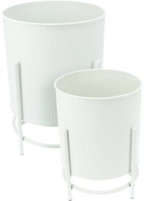 Zestaw stojaków metalowych na kwiaty Celano biały, 2 szt.