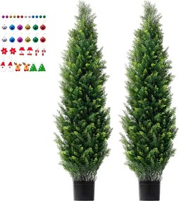 Sztuczne Drzewa, SucceBuy 2 Sztuki 150 CM Cedrowych Sztucznych Drzew Topiary Odpornych na Promieniowanie UV do Dekoracji Wewnątrz i na Zewnątrz