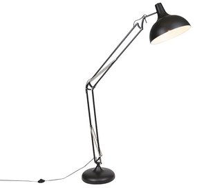 Industrialna lampa podłogowa czarna regulowana - Hobby Retro Oswietlenie wewnetrzne