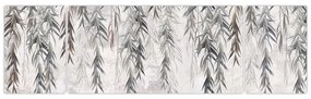 Obraz - Gałązki wierzby w szarym tynku (170x50 cm)