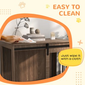 PawHut Klatka dla psa zamykana drewniana rustykalny design 98x58x67 cm orzech czarny | Aosom PL