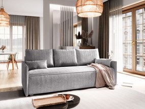 Masseno Sofa MESTOR z funkcją spania i pojemnikiem na pościel, Rozkładana sofa - Jasnoszary, POSO 55