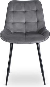 Zestaw Stół Okrągły Rozkładany HARRY 102-142 cm Dąb Craft/Czarny i 4 Krzesła Tapicerowane CHRIS Szare Nowoczesne