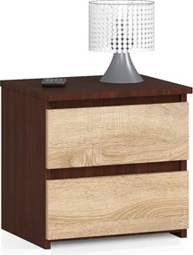 Klasyczna szafka nocna z szufladami wenge + dąb sonoma Z0-E23