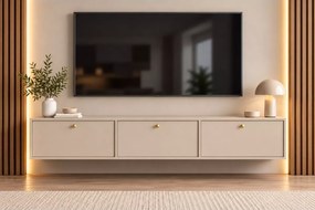 Wisząca szafka RTV Daily 180 cm 3-drzwiowa beż / eukaliptus / czarna