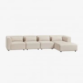 4-częściowa Prawa Sofa Modułowa Fogler Z Szezlongiem Sztruksu Beżowy Len - Sklum