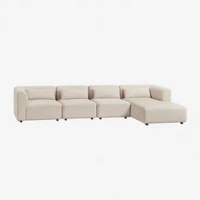 Sofa Modułowy Z Prawym Szezlongiem, 4-częściowy Fogler Sztruks Beż Lniany - Sklum