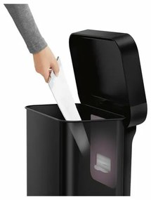 Simplehuman Prostokątny kosz na śmieci z pedałem ikieszenią na worki 45 l, czarny