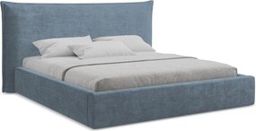 Niebieskie tapicerowane łóżko dwuosobowe ze schowkiem i stelażem 140x200 cm Esala – Makamii