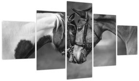 Obraz - Zakochane konie, czarno - biały (125x70 cm)