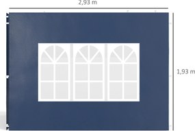 Outsunny 2-częściowy zestaw ścian bocznych do pawilonu 3x3 3x6, wodoodporne ściany z oknami, niebieskie | Aosom PL