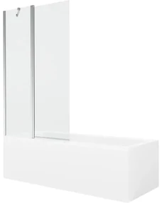 Mexen Cubik wanna prostokątna 160 x 70 cm z obudową i parawanem 1-skrzydłowym 100 cm, transparent, chrom - 550316070X9410110100