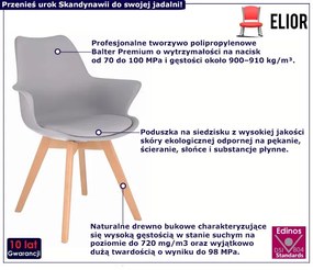 Szare minimalistyczne krzesło na bukowych nogach - Ahus