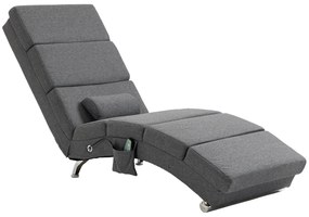 HOMCOM Fotel masujący z funkcją relaksu, leżak z 8 punktami wibracyjnymi, 5 trybów, wymiary 56 x 168 x 84 cm, Ciemnoszary