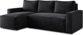 Masseno Narożnik POTARO z funkcją spania i pojemnikiem na pościel Narozniki L, Rozkładana sofa - Czarny, LUMO 80
