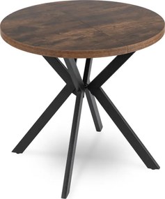 Stół Okrągły Rozkładany DORIAN 80-160 cm Dąb Rustykalny/Czarny Nowoczesny Loft