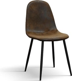 Zestaw 4 krzeseł ze sztucznego zamszu w kolorze kasztanowym, czarne metalowe nogi - VALLETTA