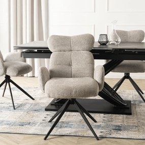 Krzesło Tapicerowane Obrotowe ALVARO Szare Boucle Nowoczesne