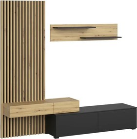 Komplet nowoczesnych mebli dab artisan + czarny H7-R79
