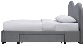 Łóżko tapicerowane 160x200 szary welur z szufladami AMBER 216/172/115 cm