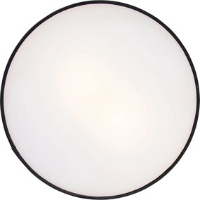 Nowoczesna lampa sufitowa czarna 40 cm ze złotym wnętrzem - Drum