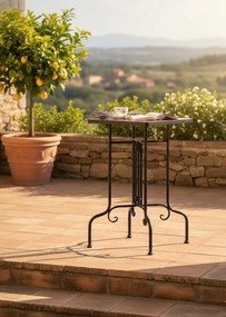 Terakotowo-biały stolik mozaikowy Z0-L66