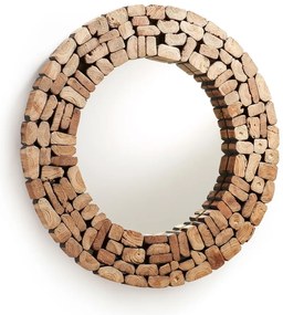 Lustro z drewnianą ramą ścienne ø 80 cm Eliptic – Kave Home