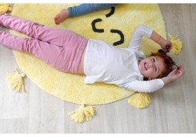 Żółty bawełniany dywan dziecięcy tkany ręcznie odpowiedni do prania ø100 cm You're My Sunshine – Lorena Canals