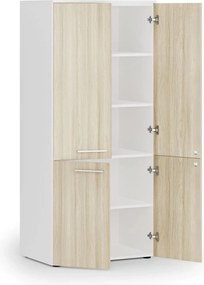Szafa biurowa pół-drzwi PRIMO WHITE, 800 x 500 x 1781 mm, biały/dąb naturalny