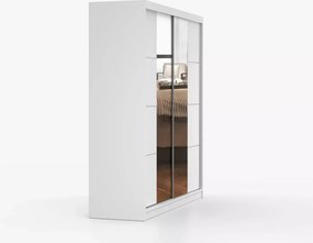 Szafa Lorina 203 cm – nowoczesna szafa przesuwna z lustrem w kolorze białym, elegancka i pojemna