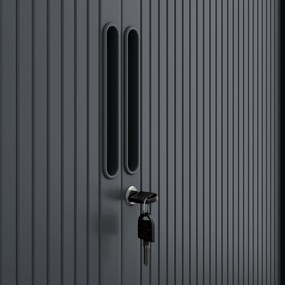 Metalowa szafa biurowa na akta z roletą DAMIAN, 900 x 1850 x 450 mm, antracytowa