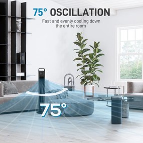 HOMCOM Wentylator stojący, wieżowy, klimatyzacja, 3 tryby, obrotowy, timer, Czarny