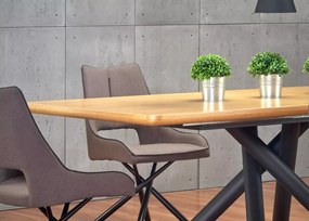 Stół rozkładany Zaisu 160–200 cm dąb naturalny – loftowy, MDF okleina, stalowe nogi