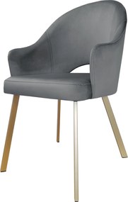 Krzesło Velvet tkanina Welur noga metalowa : Kolor nogi - Złota profil, Kolor tkaniny - VELVET - BL14, Typ siedziska - Siedzisko obrotowe 360°