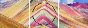 Obraz - Rainbow Mountain, Peru (z zegarem) (90x30 cm)