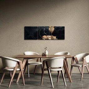 Obraz - Lew i lwica w chmurach (z zegarem) (90x30 cm)