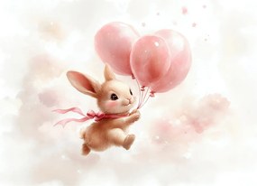 Obraz - Królik z balonami (70x50 cm)