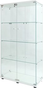Witryna szklana na stojaku, LED, 2 drzwi z zamkiem, 4 przegródki, do kolekcji i dekoracji