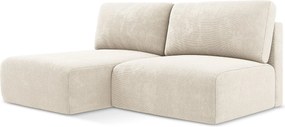 Otwarty Lewy narożnik z funkcją spania - z tkaniny szenilowej - jasny beż - KONA